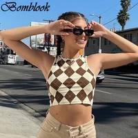 bomblook casual fashion summer clothes for women 2021 o neck sleeveless y2k crop top female sweety streetwears