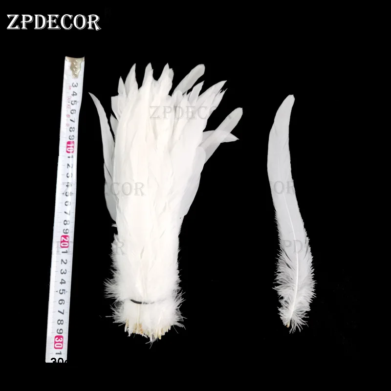 ZPDECOR 25-30 см 10-12 дюймов белоснежные петушиные перья хвост для карнавала | Дом и сад