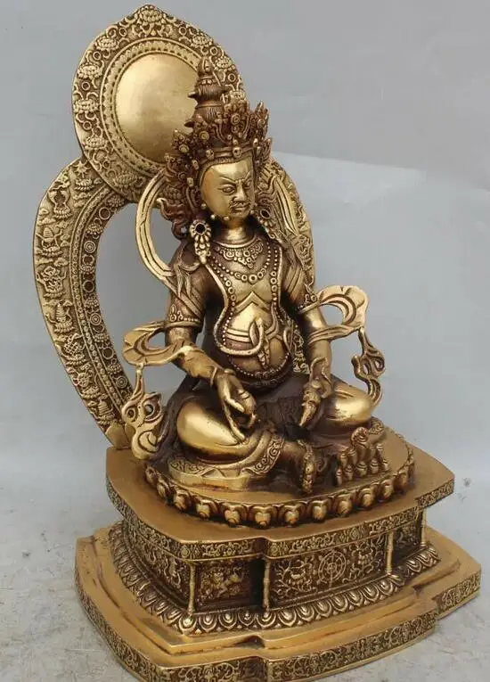 11 дюймов Китай тибетский Бог желтая статуя близлежащей Будды собаки Льва Лео