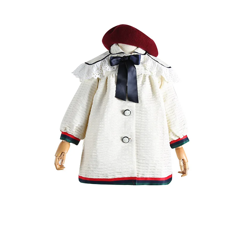 Girls windbreaker jacket 2019 autumn new lace princess coat long sleeve shawl bow | Детская одежда и обувь
