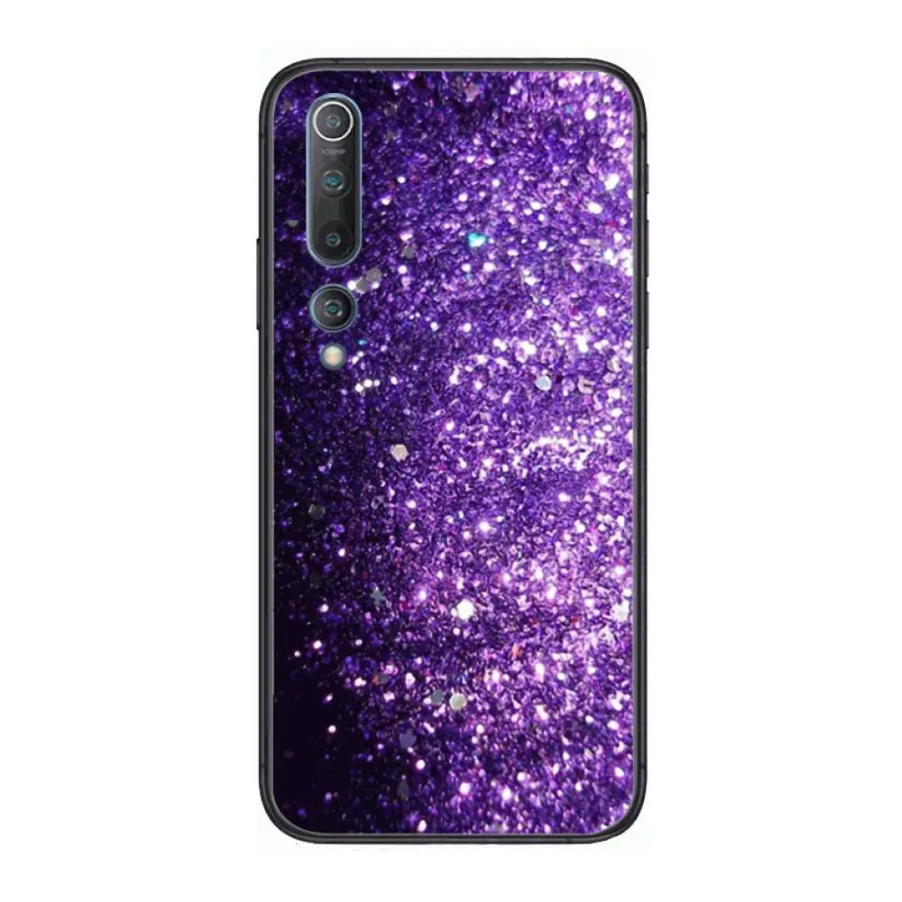 

Cover Lovely Purple Glitter Phone Case For xiaomi mi11 5g 10 liti Ultra 9Pro SE 3 8 Note Anime Black Cover Silicone Back Pretty