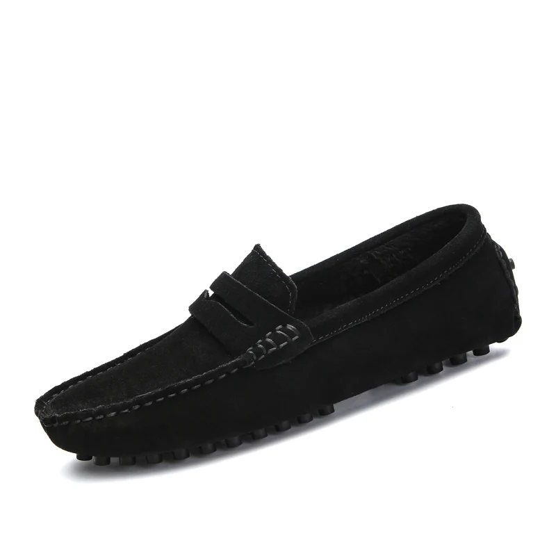 Cajacky Men Loafers With Long Fur Shoes Big Size Moccasin Winter Warm Plush Mocasines Hombre Slip On Penny | Обувь