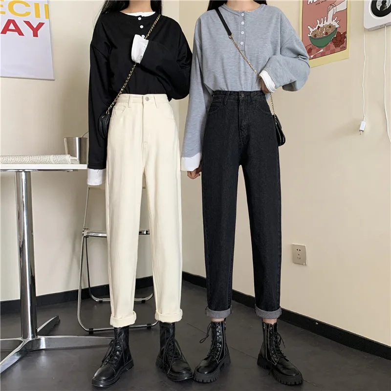 

Women'S Jeans Loose Autumn Winter Pants Are Thin And Wild Retro 2020 New High Waist Harem Pants