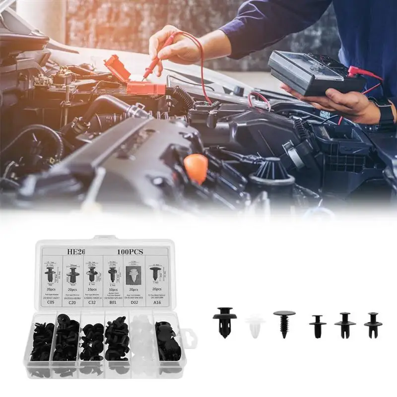 

100PCS Mixed Auto Fastener Clip Auto Accessories Car Body Push Retainer Fastener Kit For Car