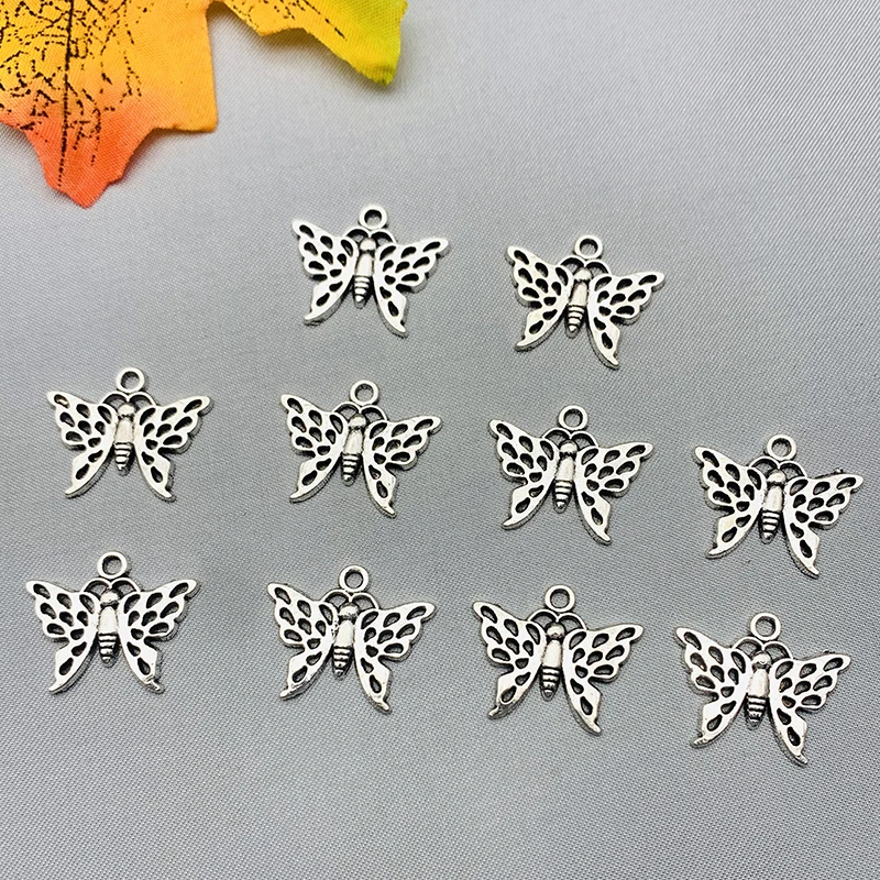 

10Pcs Antique Silver Color Metal Butterfly Charms Alloy Insect Pendant Charm For DIY Jewelry Making Accessorie Earring Handmade