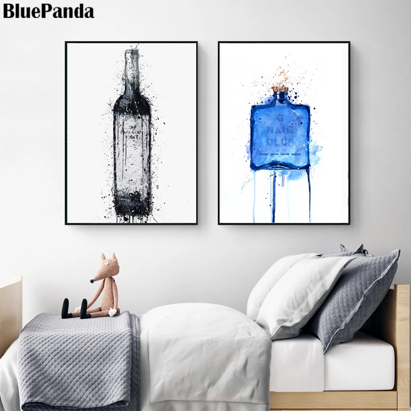 Изображения винной бутылки на стене искусство принты Искусство Декор для дома