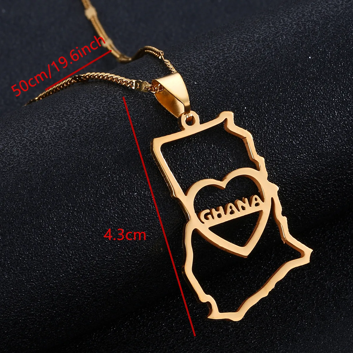Нержавеющая сталь золотой цвет Гана карта Подвесные Ожерелья модные Ghanaian цепь