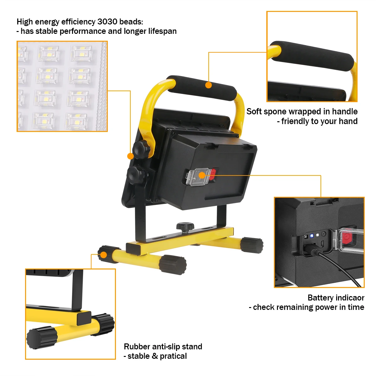 安い USB充電式プロジェクター,LEDリフレクター,青と赤,屋外,緊急照明,車の修理用