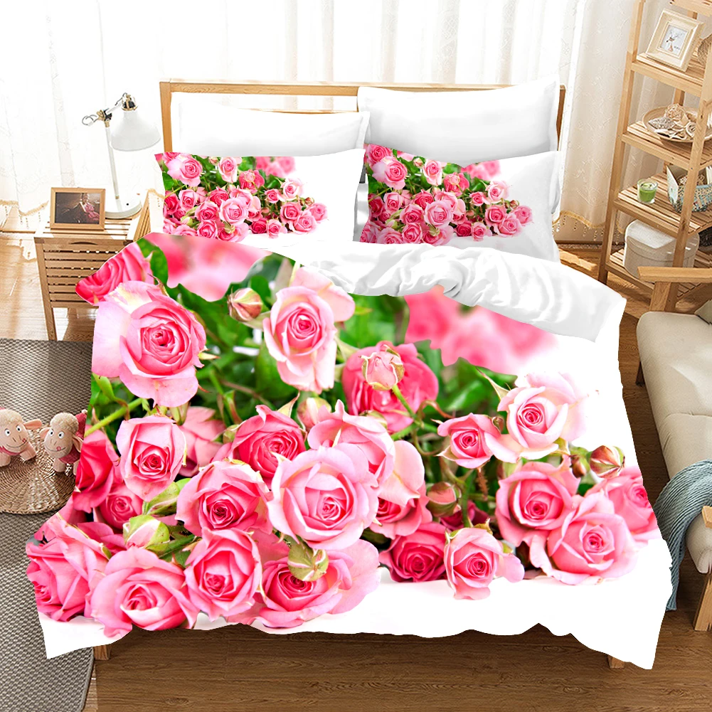 Красная роза Постельное белье набор подарочный цветок Мода 3D печати одеяло