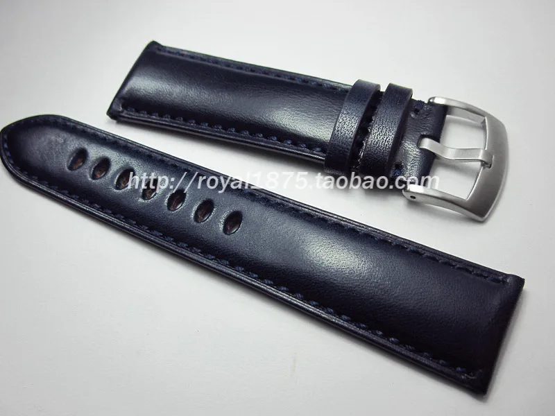 

Мужской и женский модный ремешок из воловьей кожи 23 мм ремешок для часов синий оранжевый Стежок кожаный ремешок для часов браслет ручной работы