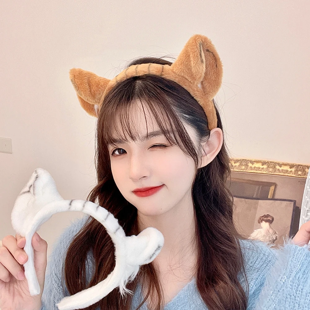 

New Women Animal Cartoon Plush Hairband Soft Tiger Ears Hair Hoop Headband Headwear Hair Accessories Cosplay Party Theme Costume