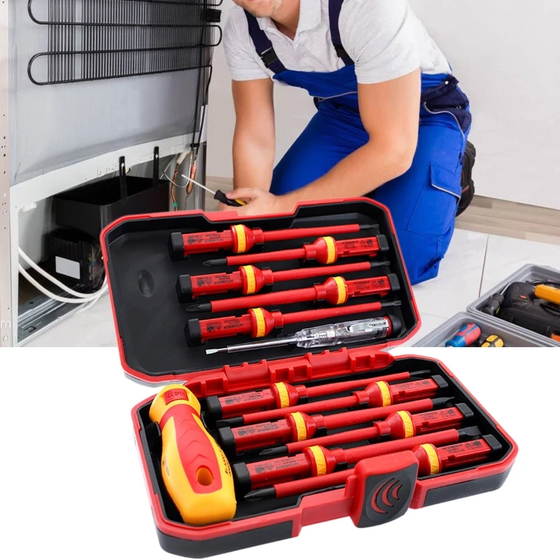 

13 шт. изолированные отвертки, насадки для отверток, магнитные отвертки с крестообразными насадками, многофункциональный держатель для отве...