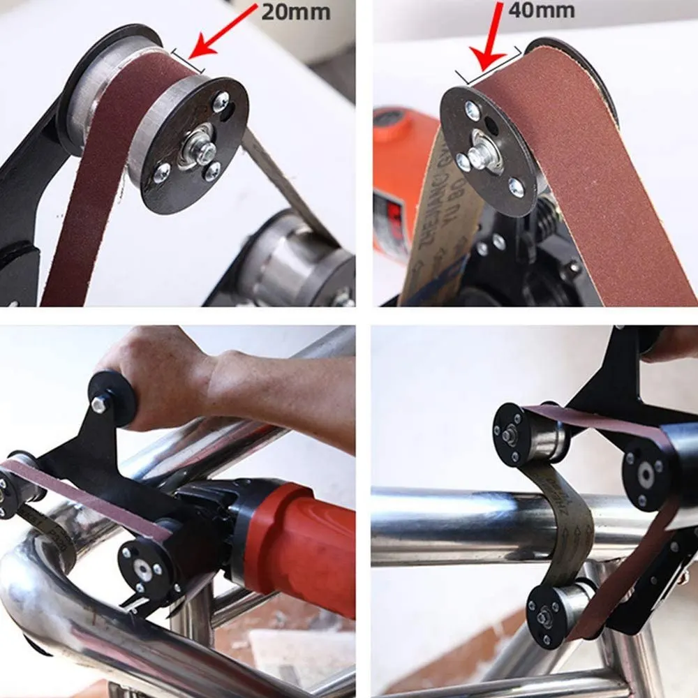 

Round Tube Polishing Wire Drawing Machine Tube Belt Sander Aluminum Alloy Bracket Adapter Bearing for M10/M14 Angle Grinder