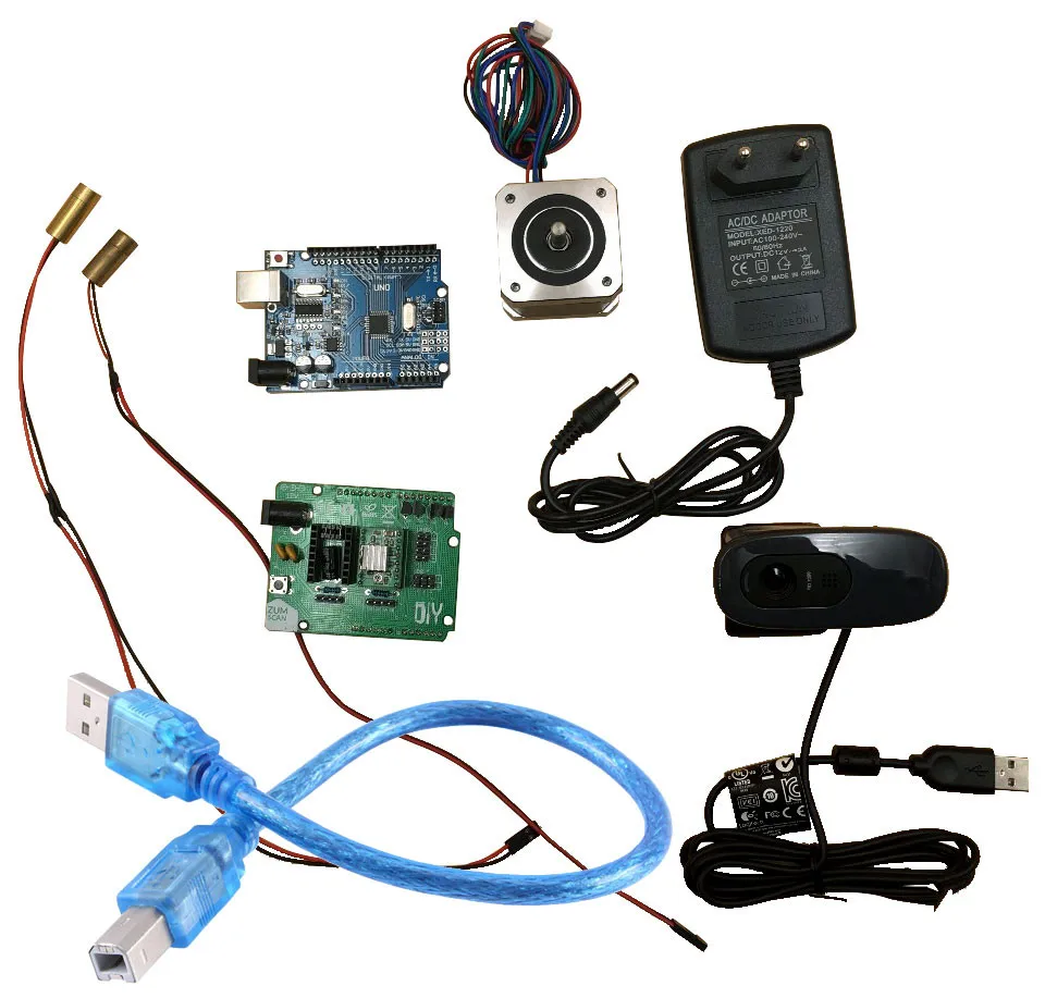 

Комплект Электроники Reprap Ciclop 3d, мотор, лазеры, контроллер UNO, плата расширения ZUM Scan, штепсельная вилка, полный комплект камеры