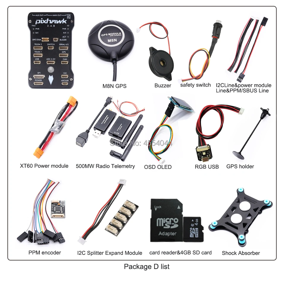 Контроллер полета Pixhawk 2.4.8 PX4 PIX M8N gps 433 МГц/915 МГц 100 мВт/500 МВт радиотелеметрия+ OSD OLED+ RGB USB+ xt60 модуль питания