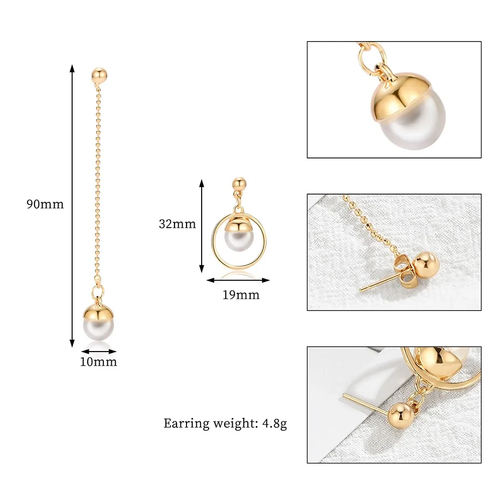 2019 Asymmetric Korean Style Popular Design Long Earrings Hollow Circle Metal Ball boucles d'oreilles Pendantes Accessories | Украшения