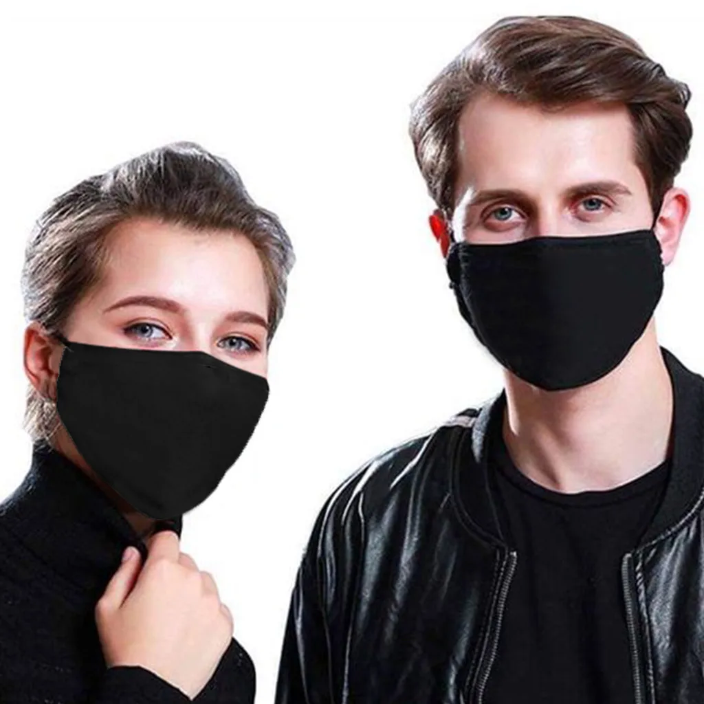 

2pc None Dust Pm 2.5 Filter Cotton Pm2.5 Black Mouth Face Scarf With 2 Activated Carbon Filter Windproof Mouth-muffle For Men