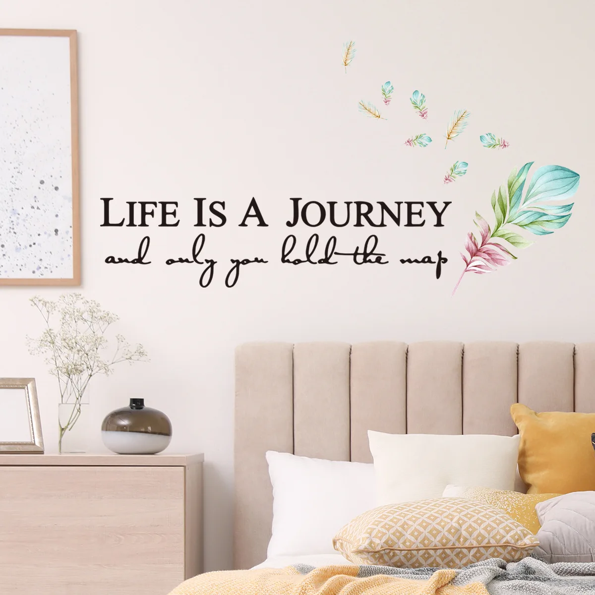 Оригинальные креативные настенные наклейки с перьями на английском языке