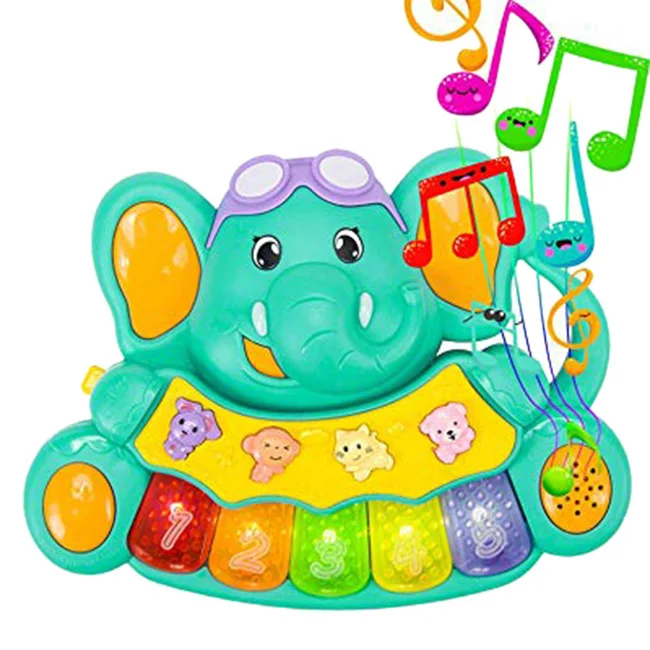 Детская музыкальная игрушка пианино слон светящаяся игрушечная клавиатура