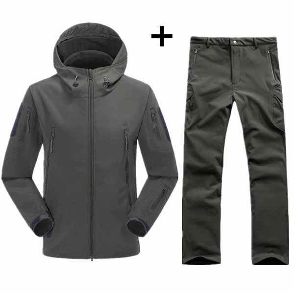 Gray Мужские уличные водонепроницаемые куртки TAD V 5,0 Softshell охотничий наряд Термоодежда Тактический походный страйкбол спортивный костюм - Цвет: Gray