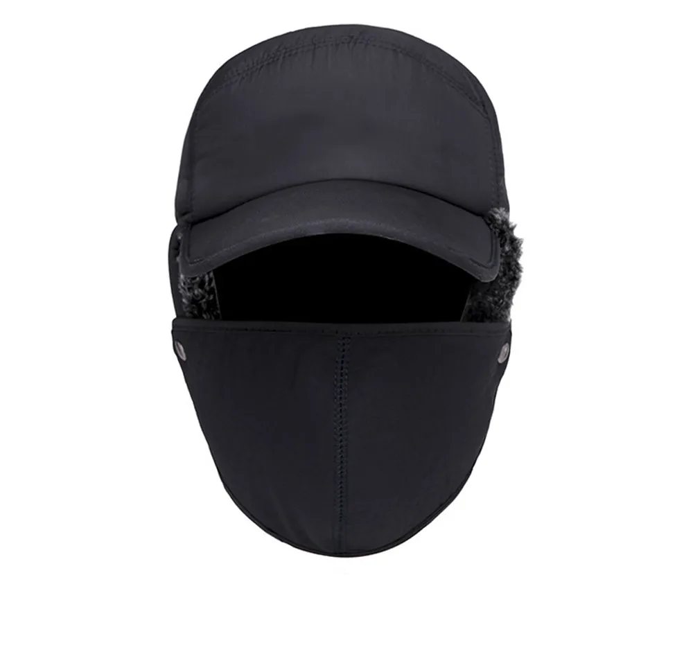 Классическая черная зимняя мужская и женская теплая Рыболовная Шапка с маской