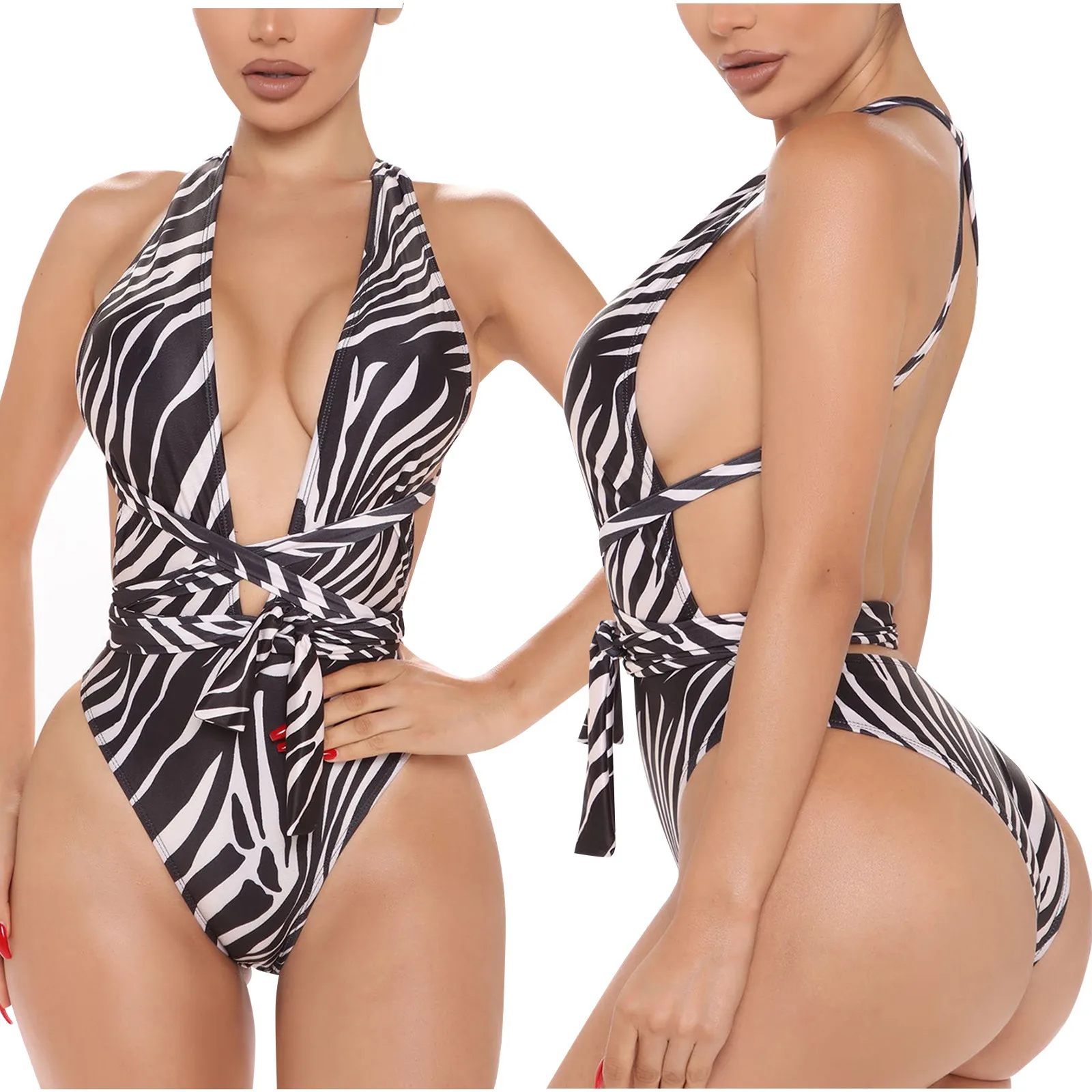 

Women's Leopard Print Sexy Striped Print High Waist Swimsuit Bikini Bathing Suit Women Biquini Maillot De Bain Femme