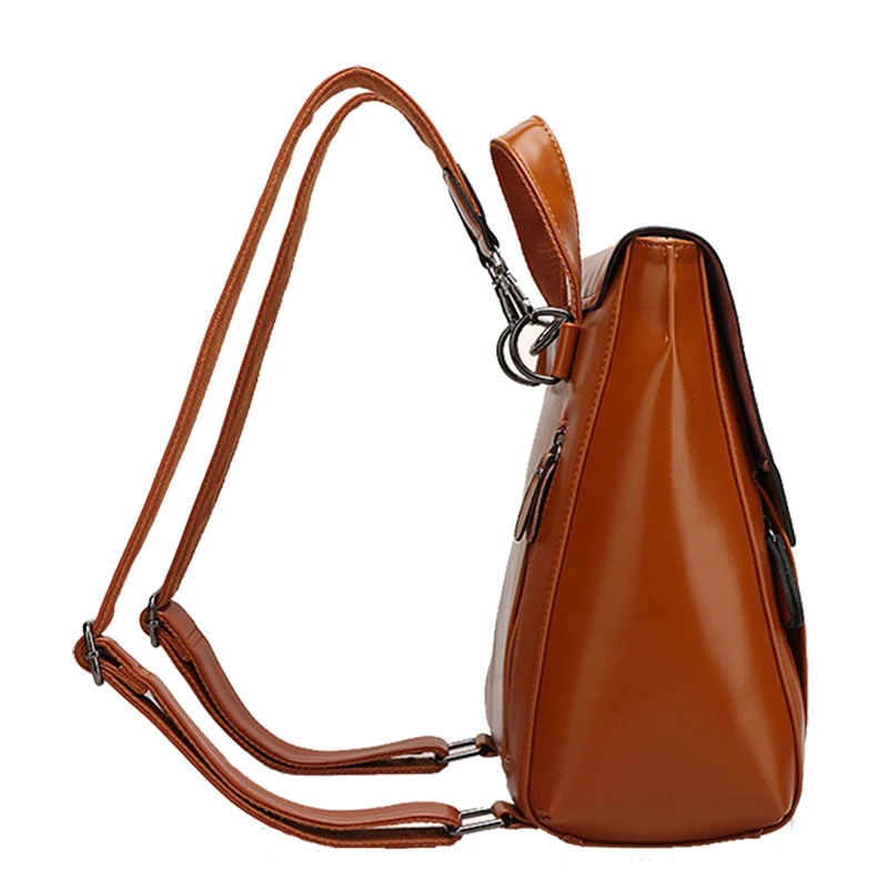 Новинка 2021 женский рюкзак из Коричневой Вощеной кожи модный дорожный мягкий