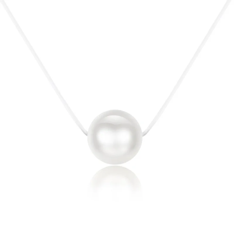 

Fashion Beautiful Pearl Fishline Necklace Lady Pendant Invisible Crystal Line Chains Necklaces Clavicle Chain Gift For Women