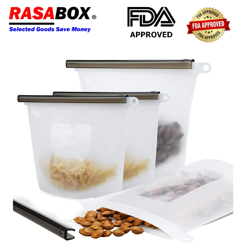 RASABOX - Food Storage & Organization Sets Reusable Silicone Bags Freezer for Snack Lunch Sandwich Meat | Дом и сад