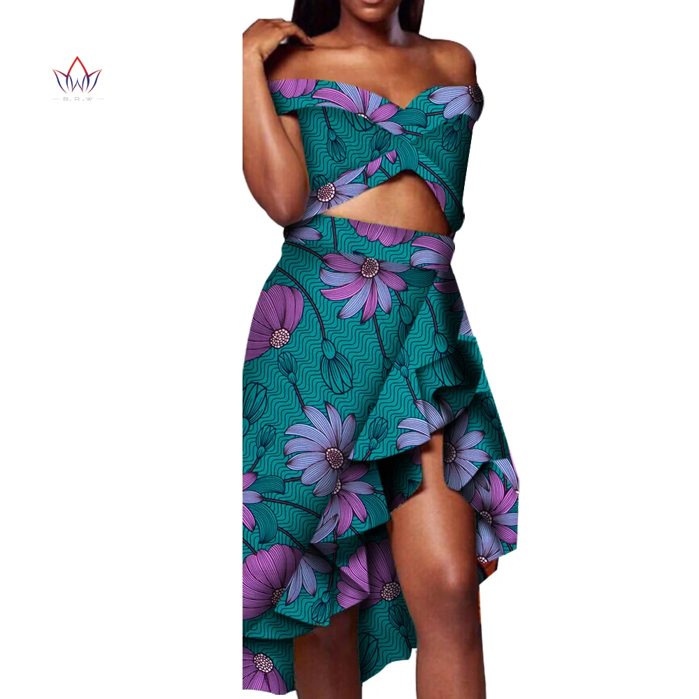 Летние африканские костюмы с юбкой Дашики для женщин Элегантный женский