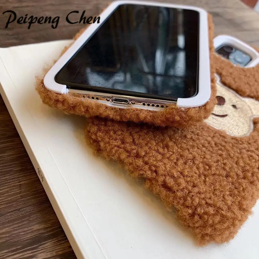 PEIPENG плюшевый теплый чехол для телефона с медведем Apple iphone XS Max XR X 11 Pro 6 6S 7 8 Plus