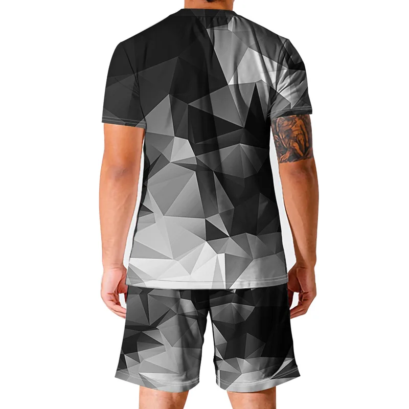 

2021 Spring And Summer New Fashion Hot Sale Digital 3D Abstract Diamond Printing Men's Casual Sports T-Shirt