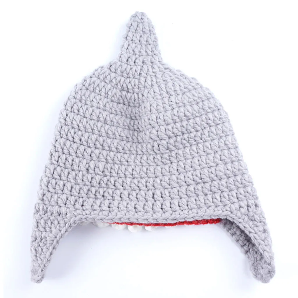 Детская зимняя шапка ручной работы вязаная шапочка для детей с рисунком акулы