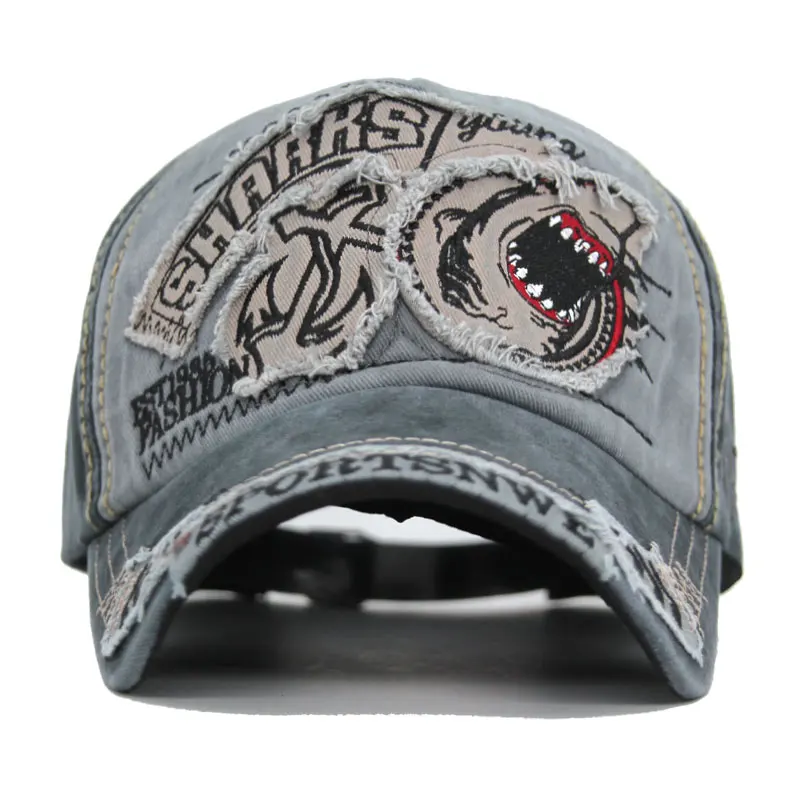 Новый хлопковый комплект из бейсбольная кепка для женщин Кепка с козырьком Акула