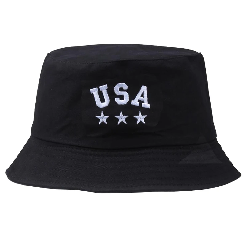 

Unsex Embroidery Letters Bucket Hat USA Bucket Cap Men Women Hip Hop Fisherman Panama Adult Outdoor Summer Casual Cap Trendy Cap