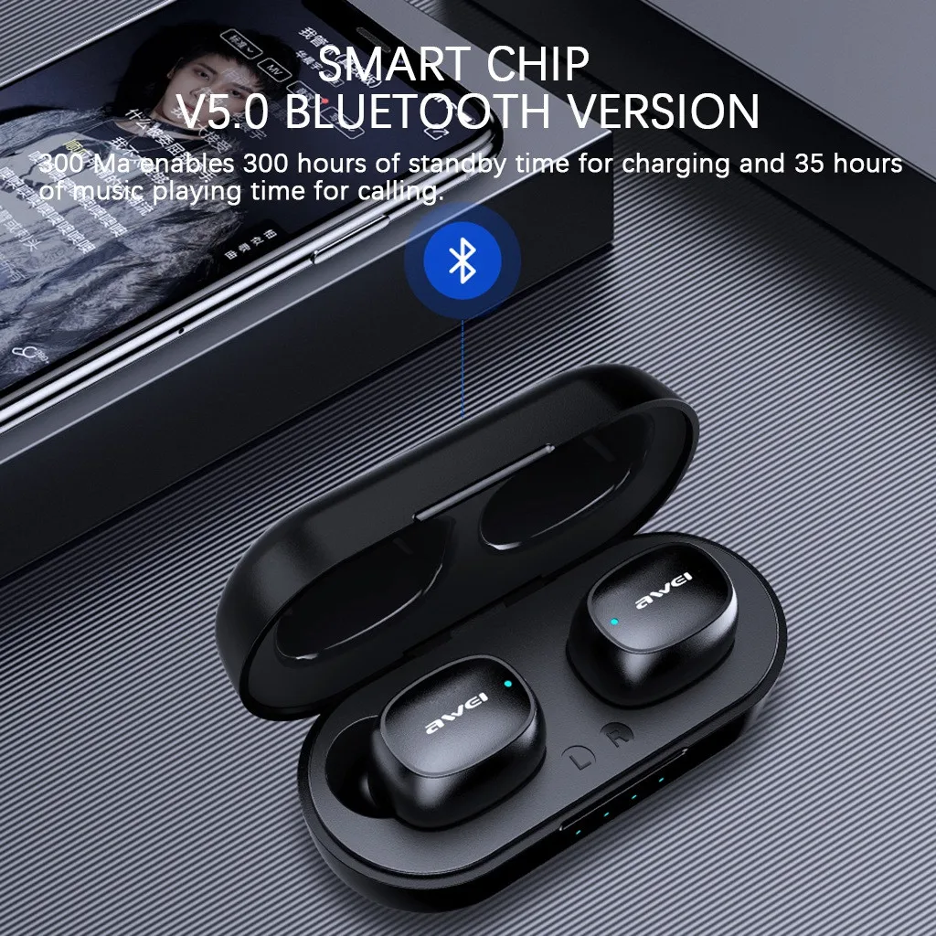 Наушники-вкладыши AWEI наушники-вкладыши TWS Bluetooth 5 0 Беспроводной двойные наушники