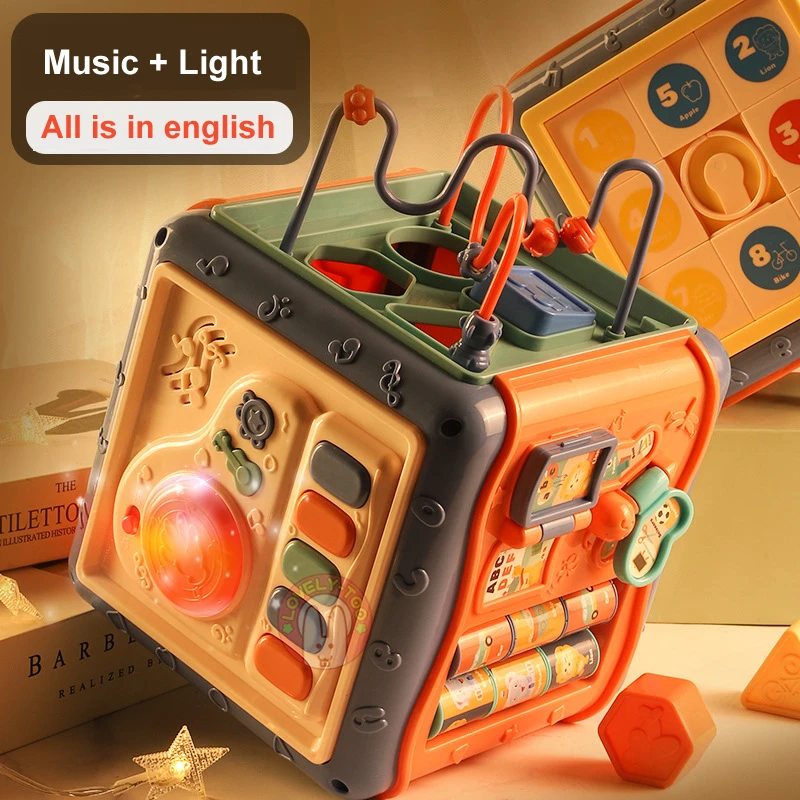 baby toys activity play cube music instuments montessori shape match infant development educational box for kids 13 24 months free global shipping