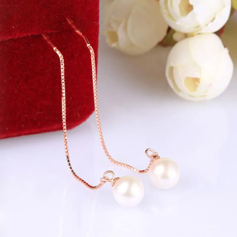 Женские серьги-подвески с длинной кисточкой из серебра 925 пробы жемчугом 8 мм |