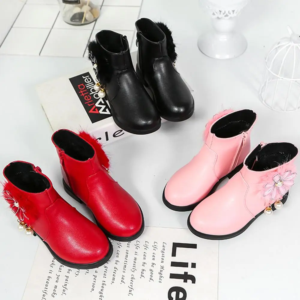 

Winter new black Kids Boots Girls Boots Children High Bow Tie Shoes Girls Pincess Dress Boots Big Kids Shoes size 27-35