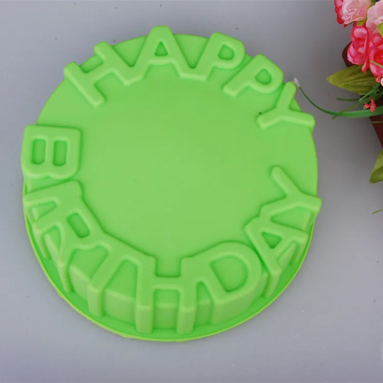 

Single Happy Birthday Silicone Cake Mold Cooking Dish Mode 8-Inch Size Household DIY Bakery XG500
