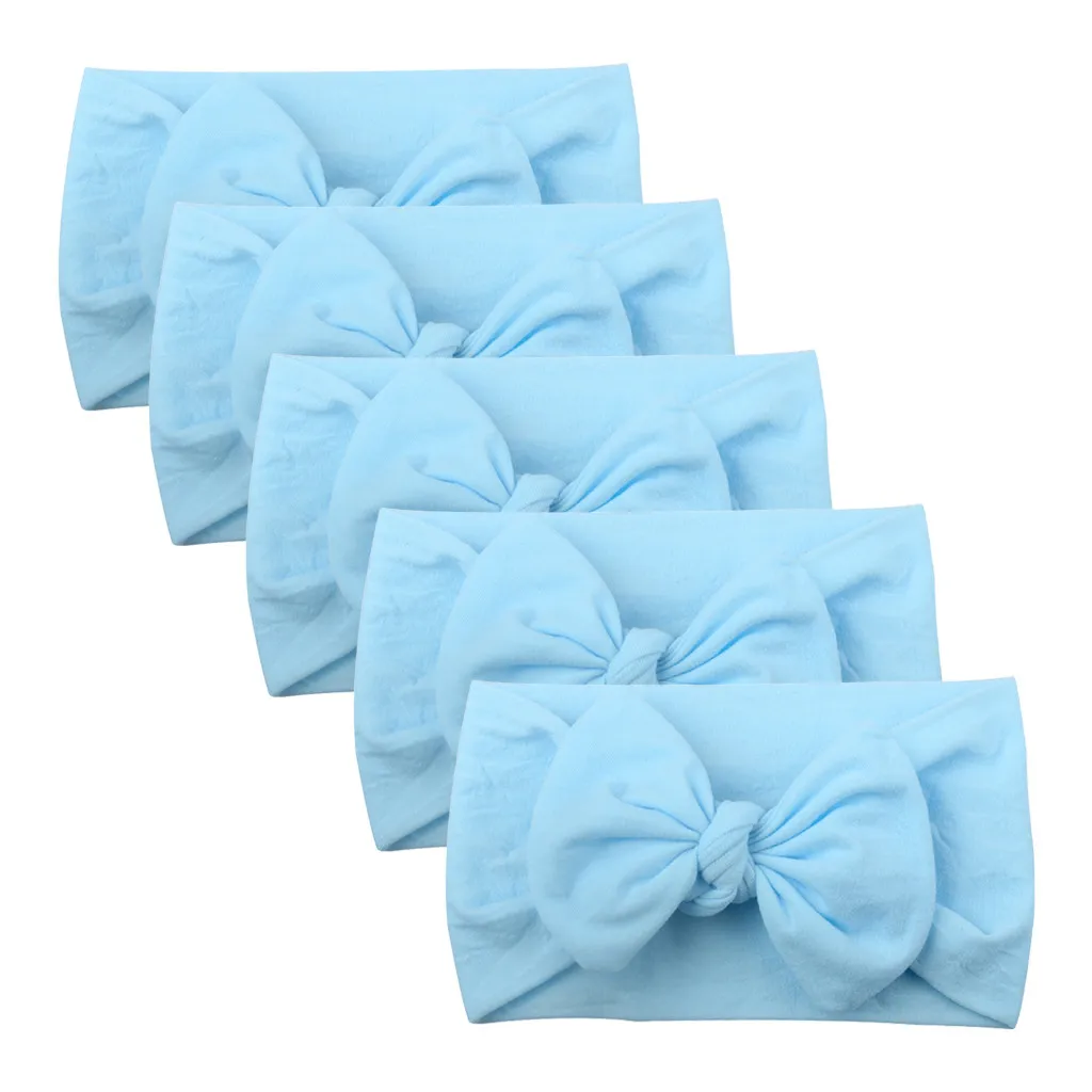 

5PC Baby Headband Turban Solid Bowknot Headwear Toddler Bow Hair Band Children Girl Turban Head Wrap diademas para bebe HOOLER