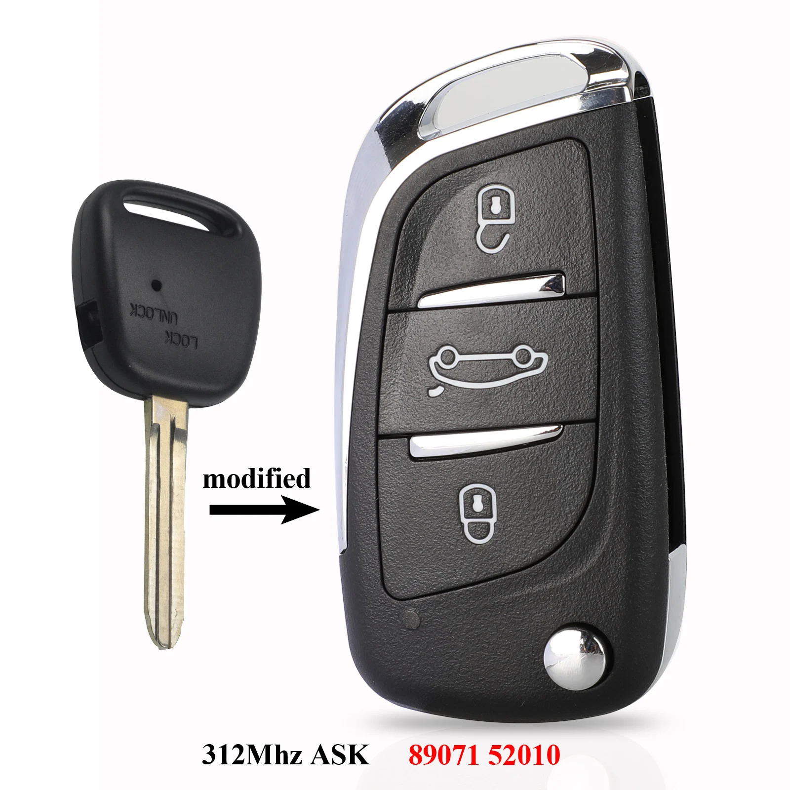 312Mhz ASK 52010 Jingyuqin 1 Боковая кнопка 312 МГц/314 МГц Автомобильный Дистанционный ключ для TOYOTA Carina Estima Harrier Previa Corolla Celica TOY41 лезвие toy43 - Цвет: 312Mhz ASK 52010