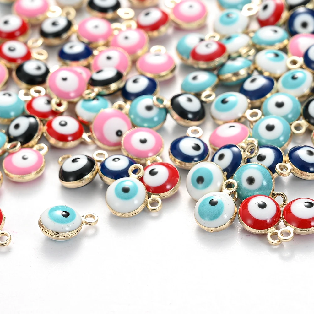 10 шт. разноцветные эмалевые подвески из сплава сглаза для изготовления ювелирных