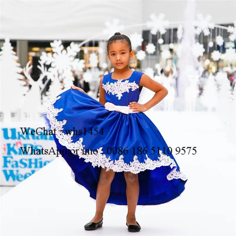 Mbcullyd/платье для девочек с цветочным принтом Королевского синего цвета 2020 пышные