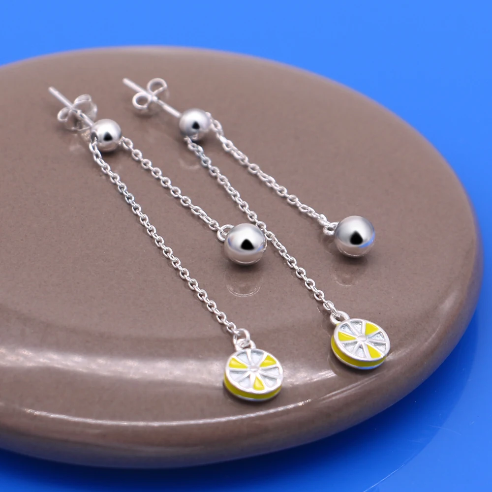 Серьги женские из серебра 925 пробы с подвеской в виде лимонного колокольчика |