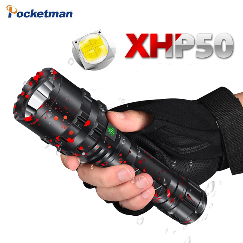 

Most powerful P50 LED Upgrade 2 tactical flashlight Brighter and longer lasting than L2 torch ,waterproof usb26650 rechargeable