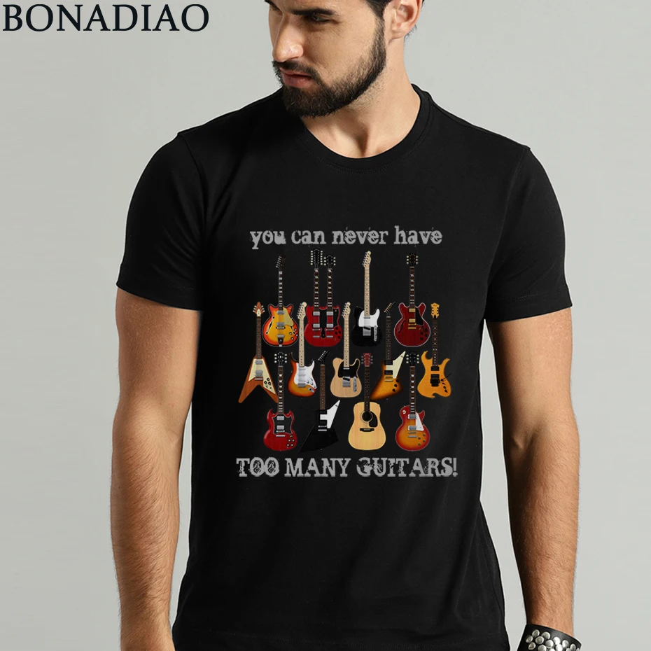 

Fashion Electric Guitar Tee Shirt Male Big Music Style T Shirt