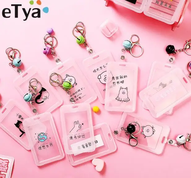 ETya ПВХ кредитный держатель для карт Функция милый мультфильм для женщин ID Бизнес банковские карты сумка протектор студенческий автобус держатель для карт детский подарок - Цвет: Random color