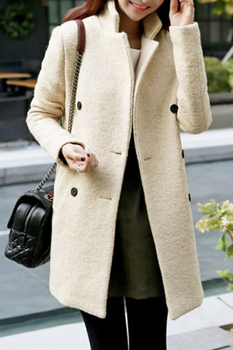 

In the new winter 2015 han edition cultivate one's morality show thin long double-breasted woolen cloth coat woman with thick