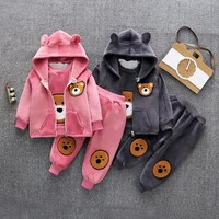 baby winter thickening clothes boys and girls plus velvet warm cartoon cute multi color outer wear three piece suit